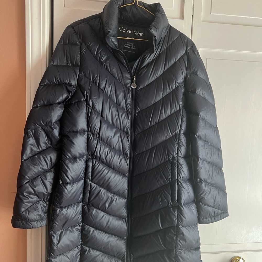 Calvin Klein Dark Navy Packable Down Jacket with Removable Hood